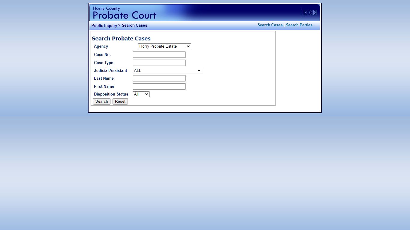 Search Probate Cases - Horry County Government - Home